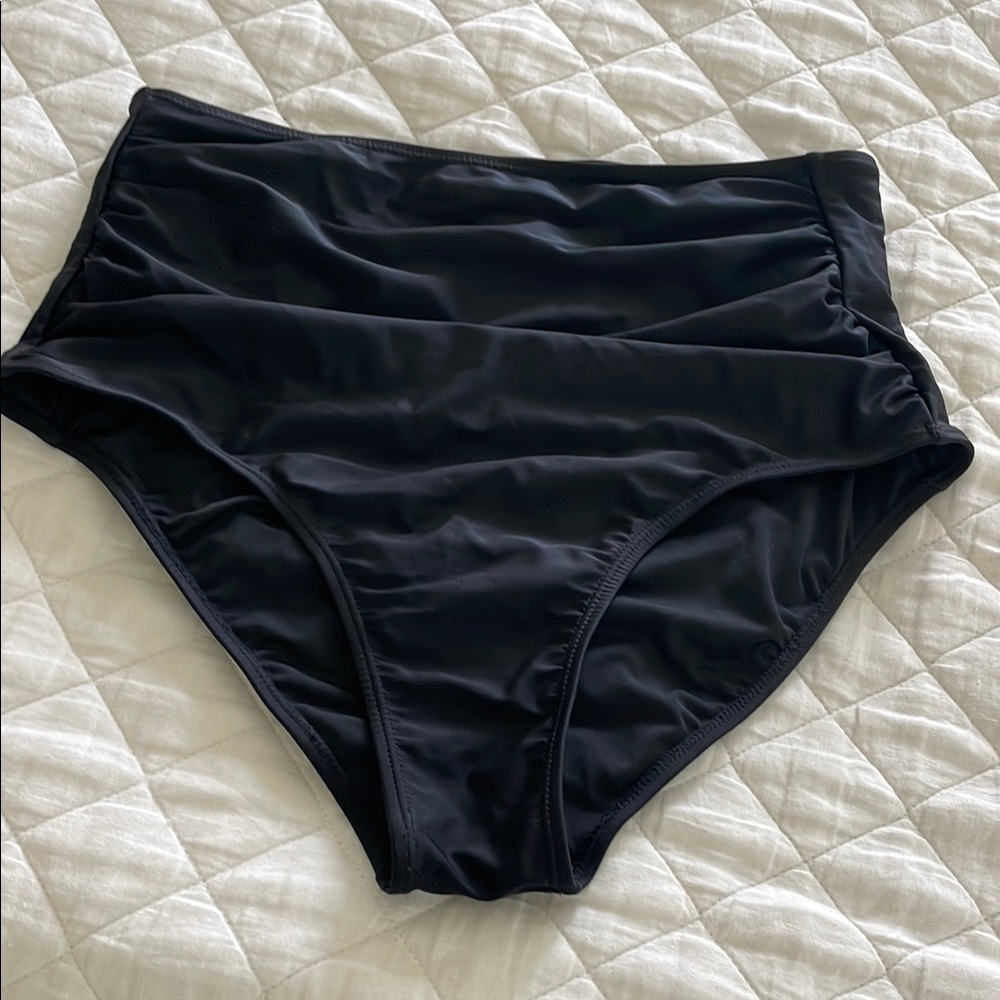 Women's coral reef Black High-Waisted Swim Bottom